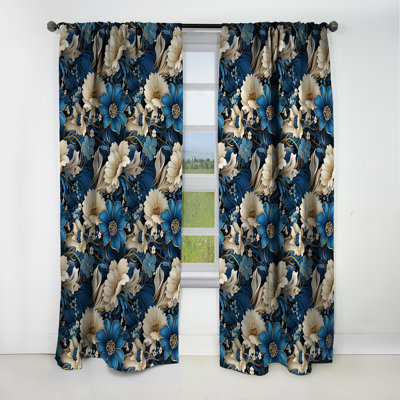 Rideau à motif floral motif cachemire nautique II - 1 panneau