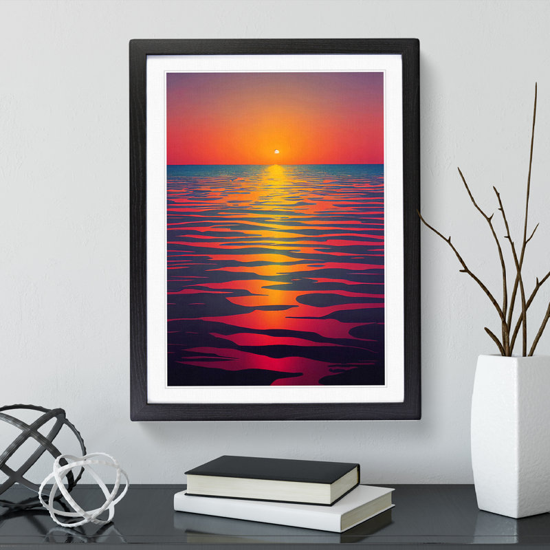 XV1022-620X An Intriguing Ocean Sunset - Single Picture Frame Print, Black, 64cm H x 46cm W x 2cm D