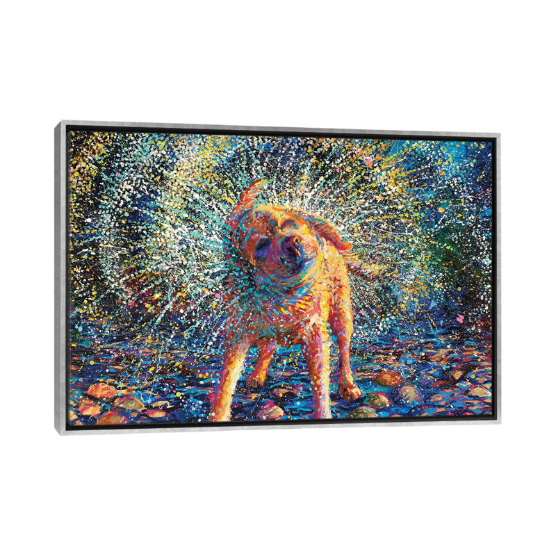 «Secouer» par Iris Scott - reproduction d'art, H 32 po x l 48 po x 1,5 po, Toile avec cadre argenté, Pas de tapis
