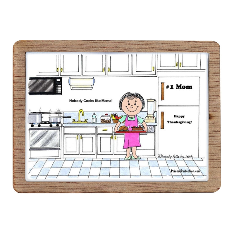 Magnet en bois personnalisé Chef - Femme, sans chapeau - Excellent cadeau!, Oui