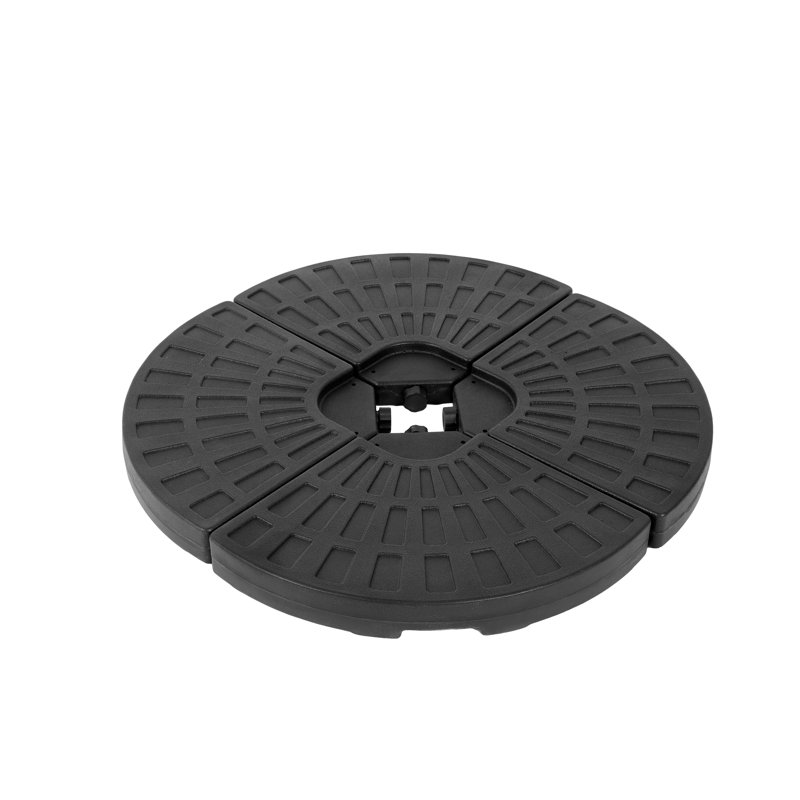Base de parasol ronde en plastique, support de patio remplissable d'eau noire ou de sable