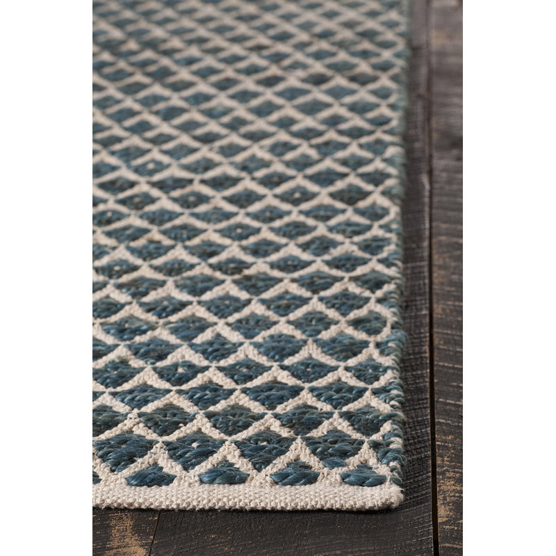 Costa Cotton Geometric Area Rug in Blue/White,  Rectangle 7'9" x 10'6"