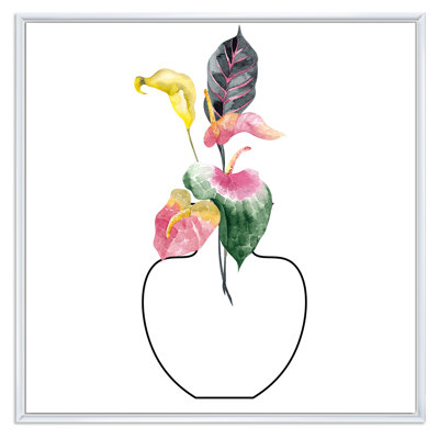 Composition avec bouquet floral minimaliste IV - Impression sur toile