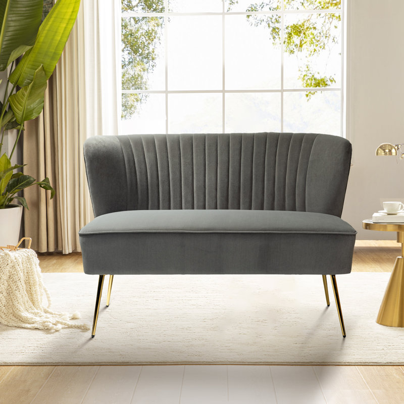 Euclid 47" Velvet 2-Seat Armless Loveseat, Gray
