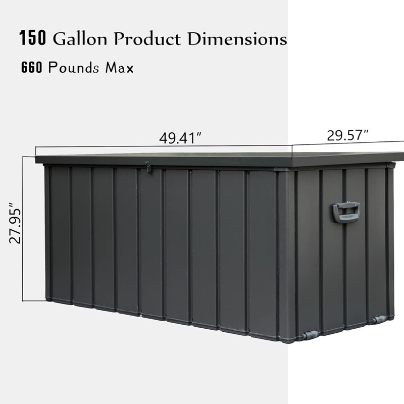 Boîte de rangement 150 gallons pour l'extérieur - imperméable, verrouillable, pour ranger les serviettes