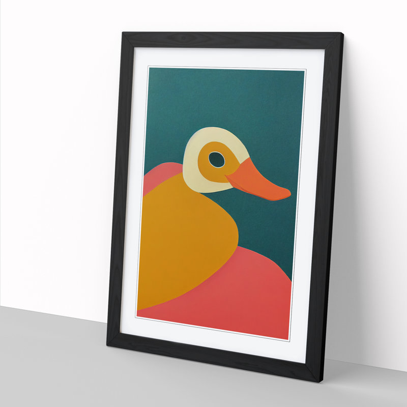 Duck Mid Century Vol.1 - Picture Frame Print, 64cm H x 46cm W x 2cm D, Black