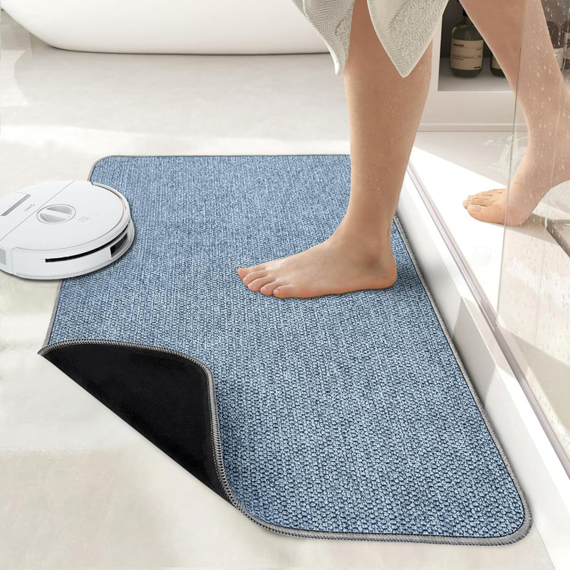 24''x36'' Ultra-thin Bath Mat Non-slip Quick-dry Blue