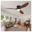 52 Inch Ceiling Fan with Lights, Flush Mount Low Profile Ceiling Fan with Remote Control - 6-Speed Reversible DC Motor Quiet Indoor Outdoor Ceiling Fan, Black & Walnut