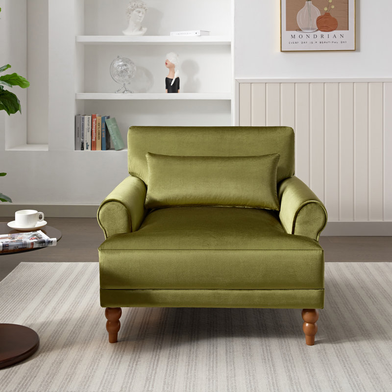 Accent Chair,Upholstered Living Room Chairs, Green Velvet