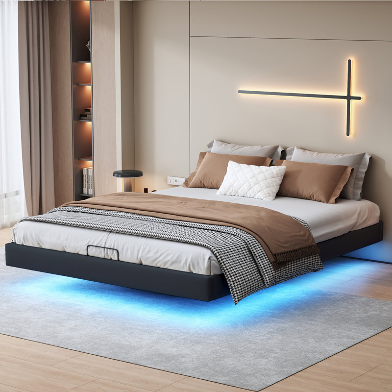 Upholstered Ottoman Storage Bed, Black