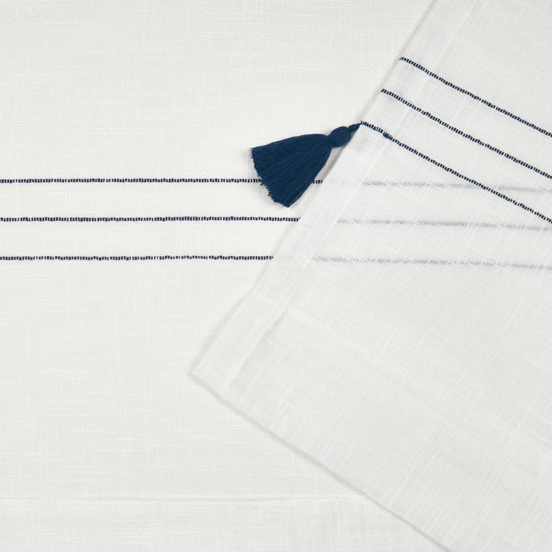 Paire de rideaux semi-transparents avec passe-tringle Kumsal, 54 po x 84 po, Bleu