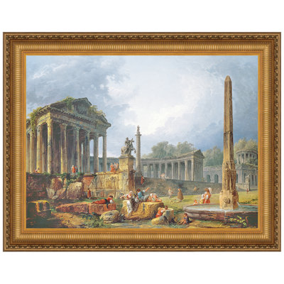" Architectural Capriccio With Obelisk " by Hubert Robert