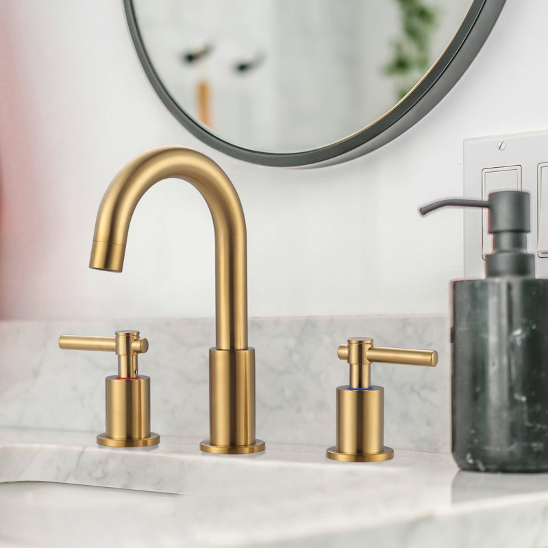 Mounting / Installation Required 2-handle Bathroom Faucet with Drain Assembly, Gold