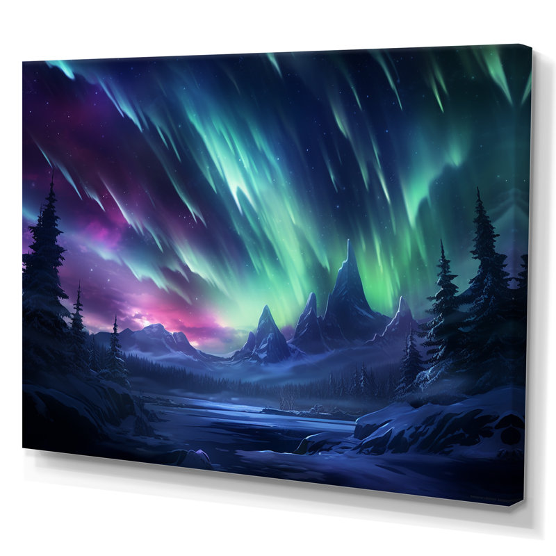 «Vibrant Northern Lights» sur toile, H 34 po x l 44 po, Toile tendue