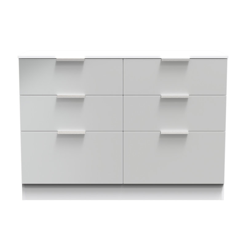 Fully Assembled Aftin 6 Drawer 112Cm W Double Dresser, Uniform Grey/White