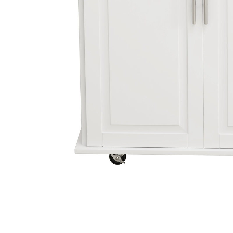 Kitchen Island Cart With 2 Door Cabinet And Three Drawers,43.31 Inch Width With Spice Rack,Towel Rack (White)