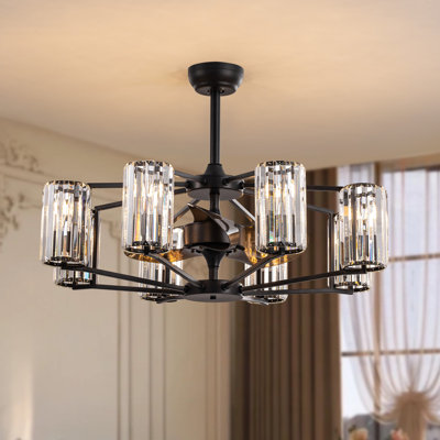 Ferris 36" 8 - Light Dimmable Crystal Ceiling Fan with LED Lights & Remote Control