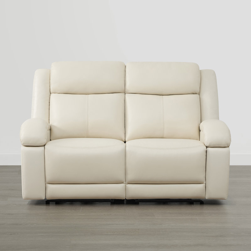 Canapé inclinable électrique en cuir véritable Zachery, Crème, 2