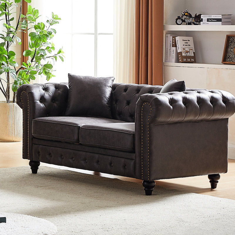 Fauteuil inclinable en tissu gris Tech, bouton, siège de salon confortable de 63,5 po, revêtement, Gris