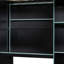 Lit mezzanine en bois avec bureau, garde-robe ouverte, compartiments de rangement et lumières RVB-2089815357