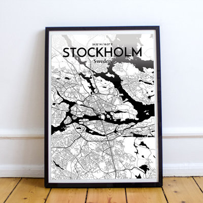 Stockholm City Map - No Frame Print