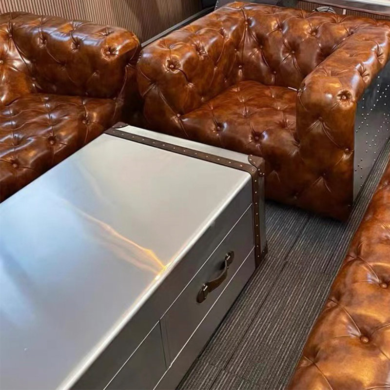 Multi-functional vintage aluminum coffee table Aluminum Top Coffee Table