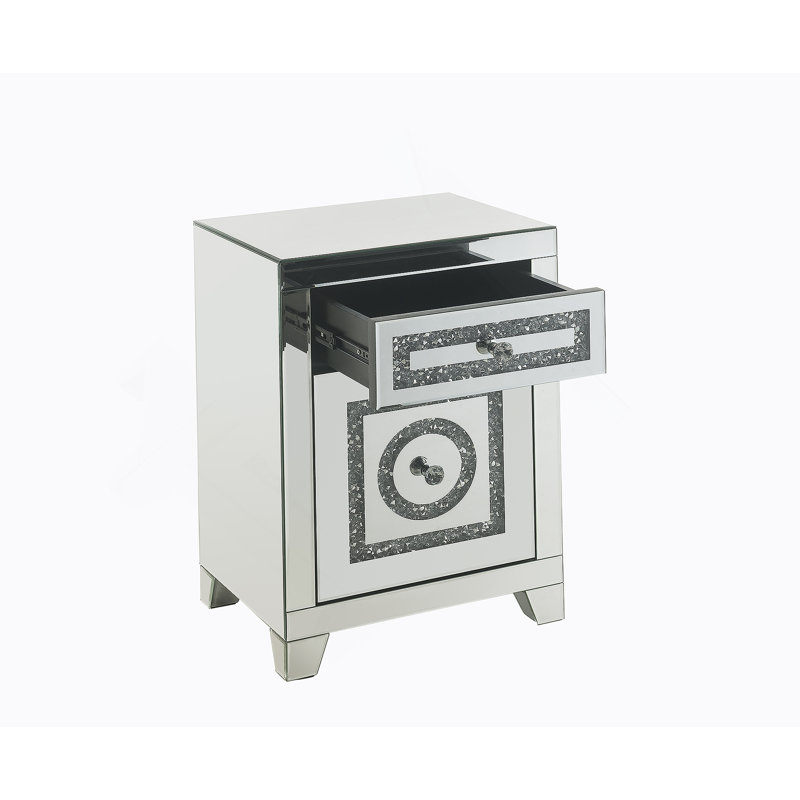 Table d'appoint en miroir et faux Dimaonds