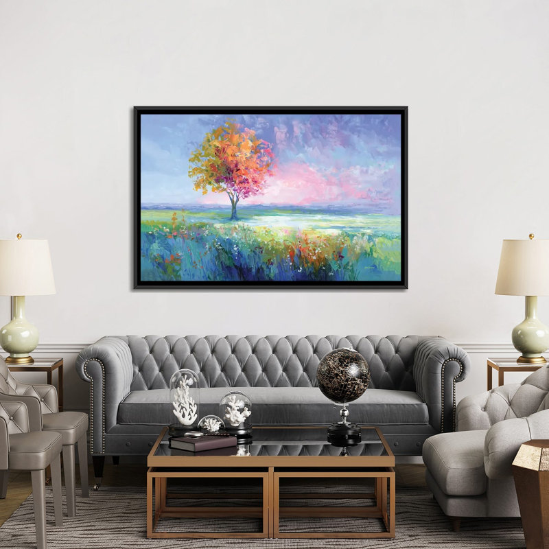 Paysage paisible - reproduction d'art murale - toile encadrée, 40 po x 60 po, Toile avec cadre, Noir