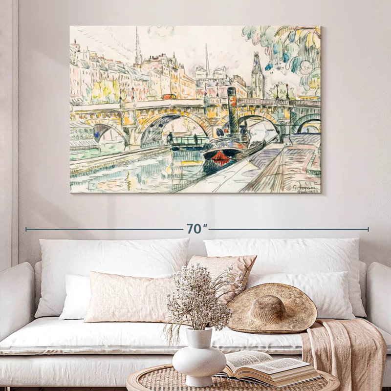 Remorqueur au Pont Neuf Paris, H 34 po x l 51 po