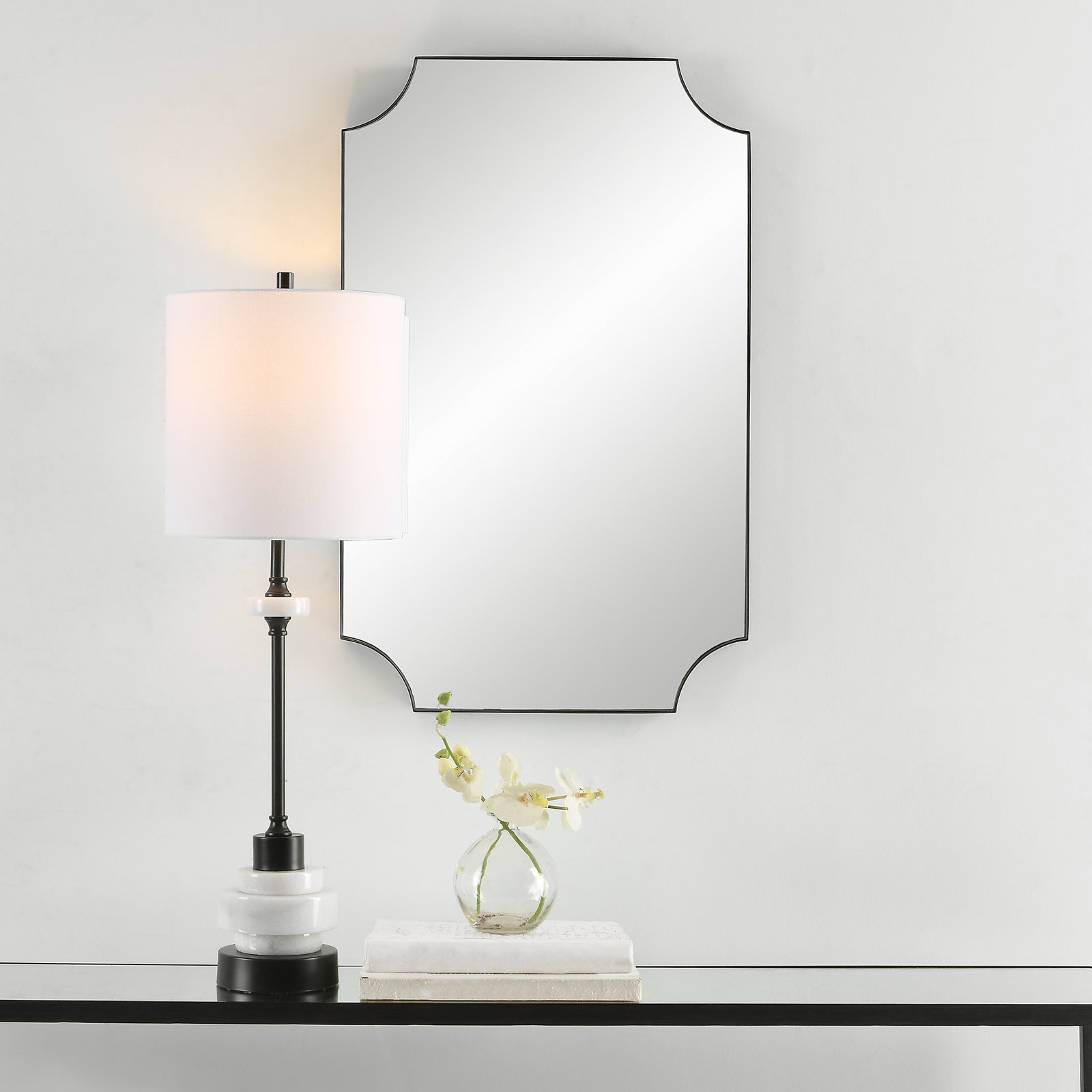Letellier Metal Wall Mirror, Black, 40.25” H x 22.25” W