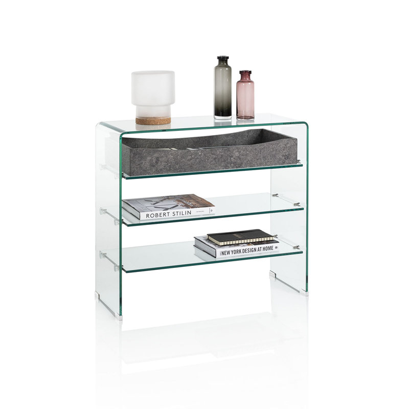 Graford 80cm Glass Console Table, Clear/Grey