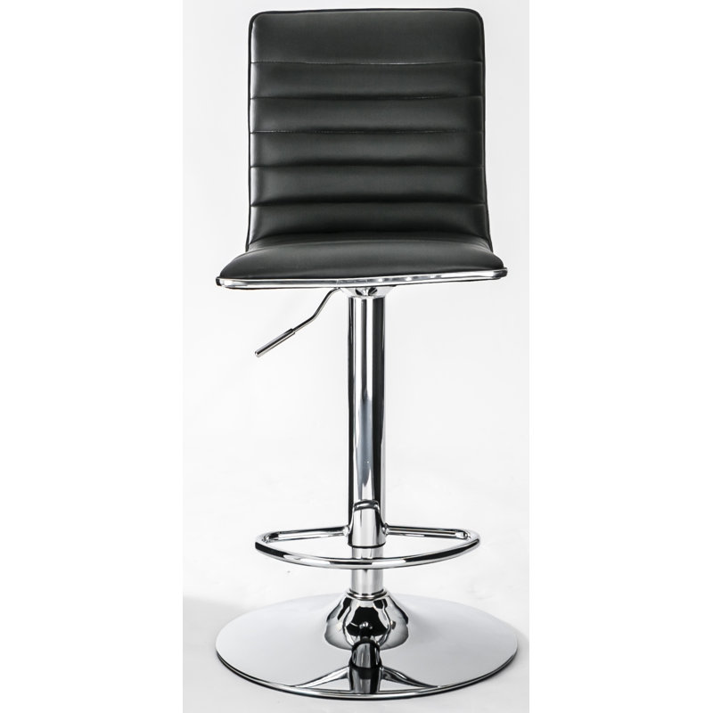 Ahlers Swivel Upholstered Adjustable Height Counter Stool with Metal Frame, Black