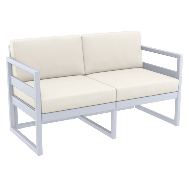 Lane 58'' Wide Straight Loveseat with Cushions, Canvas Natural Sunbrella® Canvas, Silver/Gray