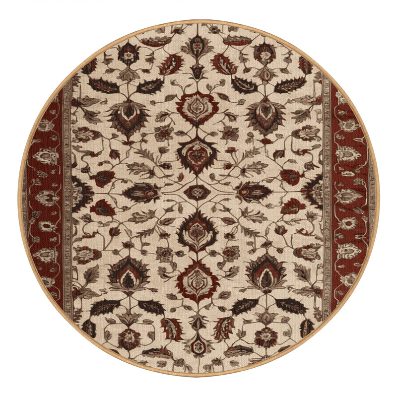 Tapis brun lavable à la machine, Rond 7 pi