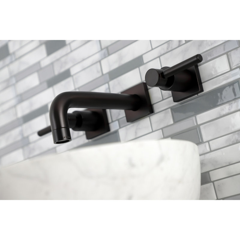 Kingston Brass Concord Two-Handle 3-Hole Wall Mount Bathroom Faucet, Oil Rubbed Bronze, Lever
