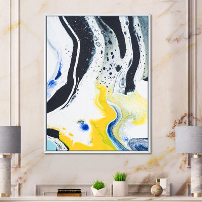 Composition abstraite de marbre en jaune et bleu IV - peinture sur toile