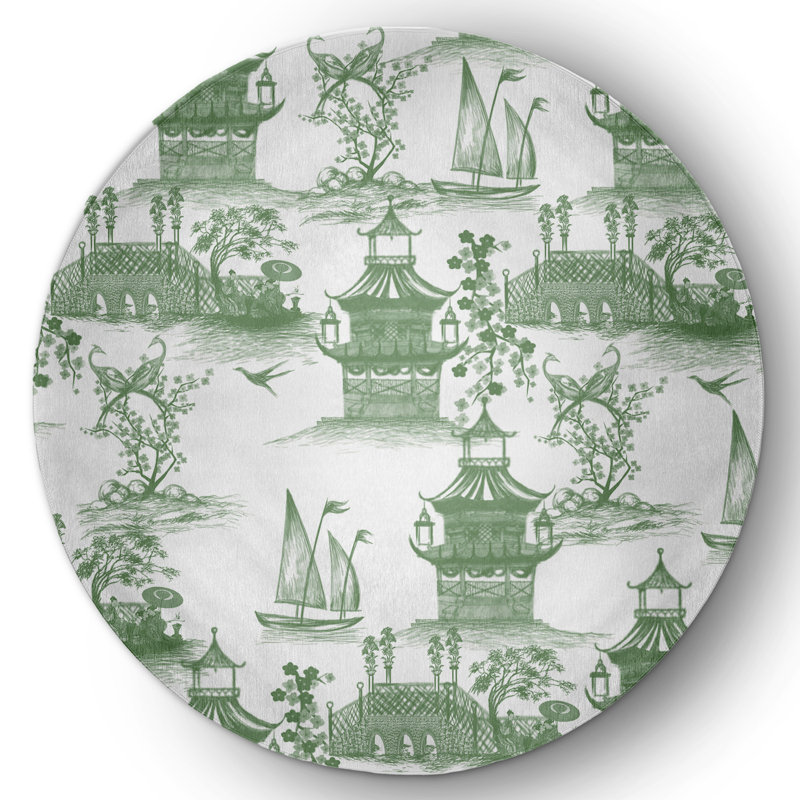 Chenille Floral Indoor / Outdoor Rug, Round 5'