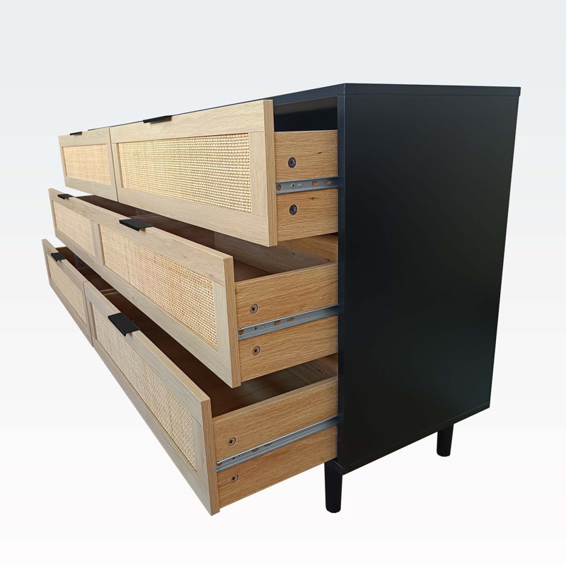 Commode décorative 6 tiroirs Mallak, Natuiral