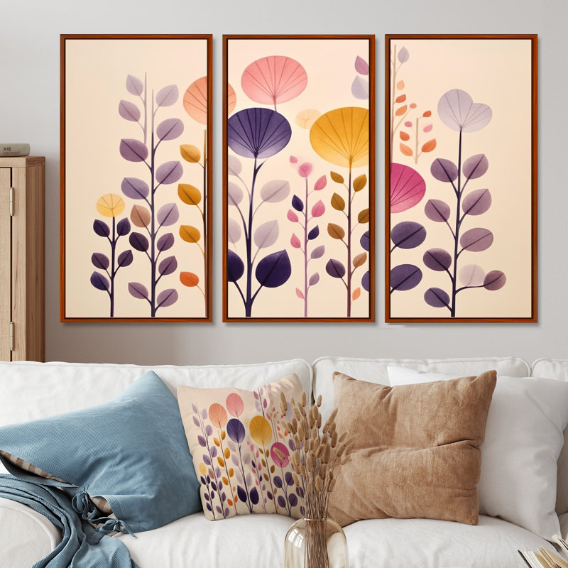 Ensemble de décorations murales Botanicals, H 40 po x l 60 po x P 1 po, Cadre flottant brun