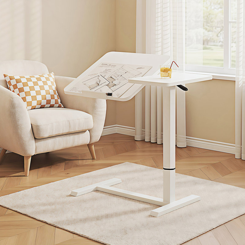 Overbed Bedside Desk, Mobile Rolling Laptop Stand Tilting Overbed Table With Wheels