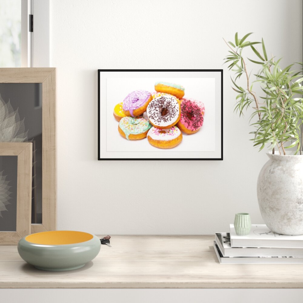 Gerahmtes Poster Leckere bunte Donuts