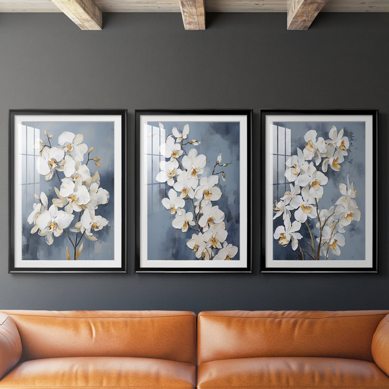 FLORAL Series CLxxxx - Impression encadrée sur mesure de qualité supérieure - 3 pièces, H 21 po x l 30 po