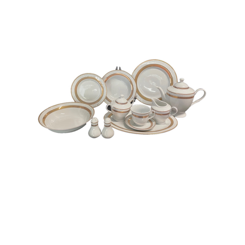 49 Piece Porcelain China Dinnerware Set, Service for 8