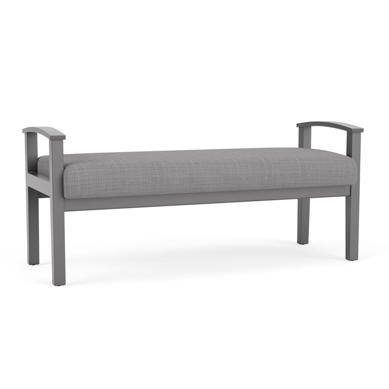 Banc en bois massif Amherst, Étain, Gris chambray