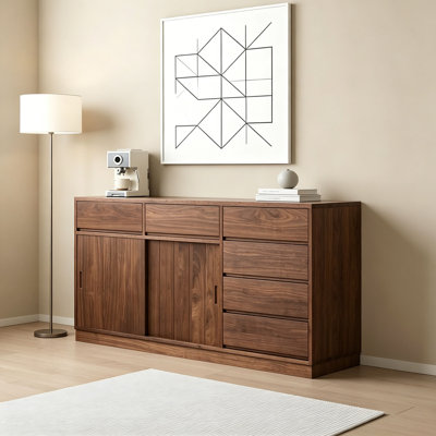 Black walnut multi-functional storage sideboard