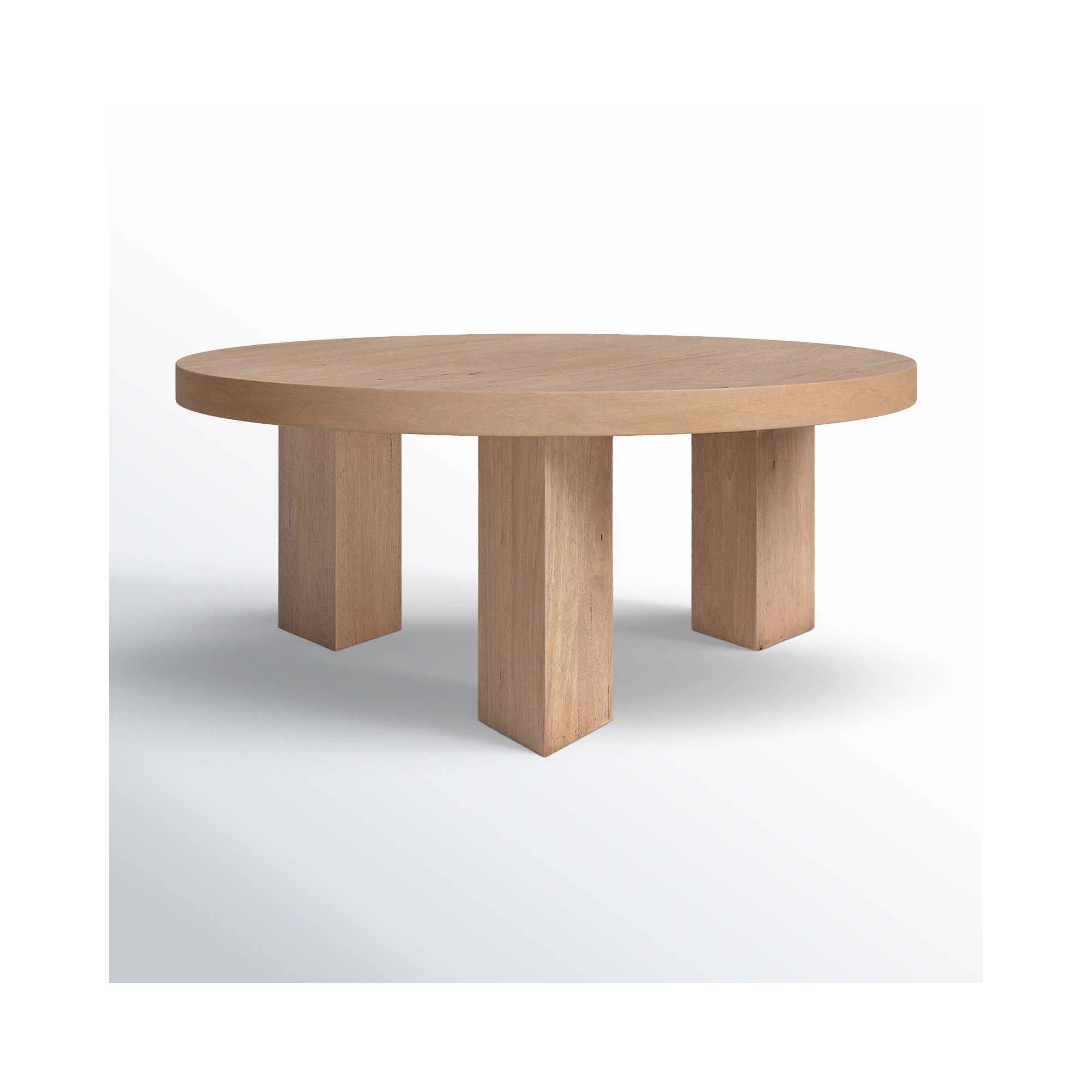 Siham Solid Wood Single Coffee Table, 16" H x 48" L x 48" W, Light Brushed