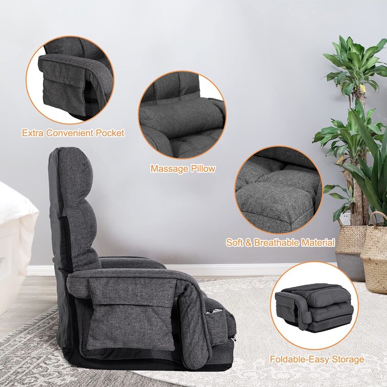 Urnodel Indoor Chaise Lounge Sofa, Floor Chair with Back Support for  Adults, 14 Angle Adjustment Recliner Chair, Folding Floor Lounger with  Pillow