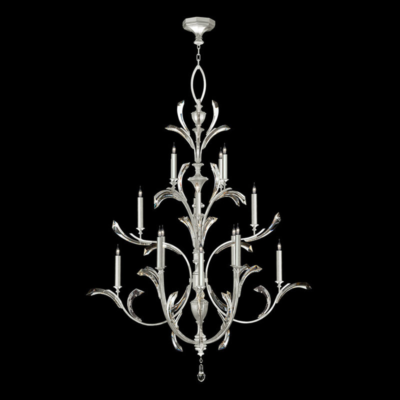 Beveled Arcs 16 - Light Chandelier, Silver