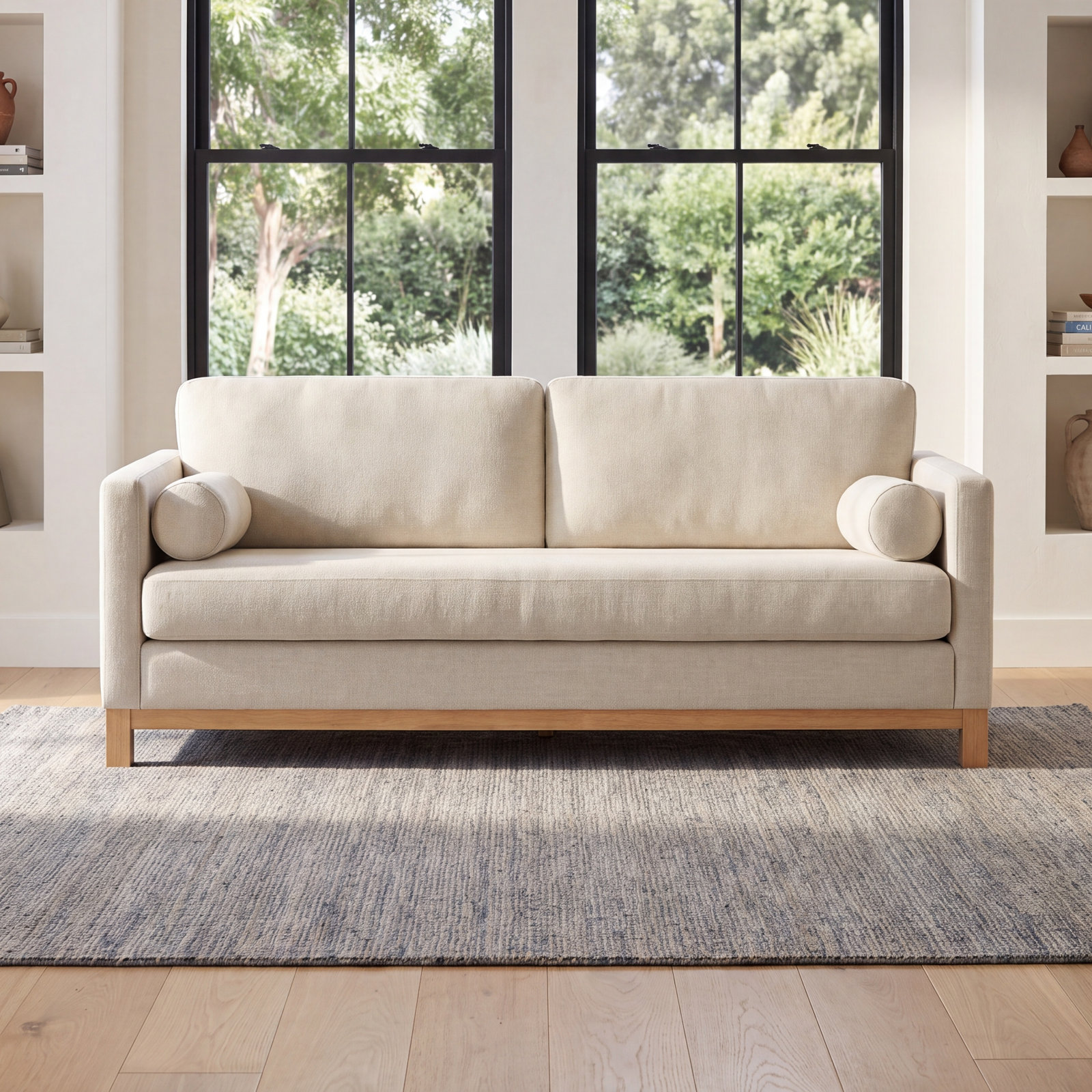 84" Linen Sofa, Effie Linen Performance Basketweave