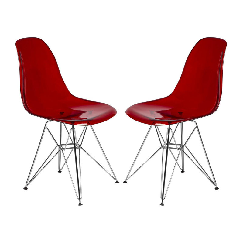 Chaise d'appoint moulée - ensemble de 2, Rouge